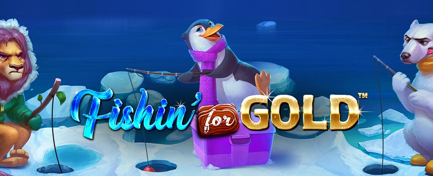 Get your rod ready and join our four frantic fishermen as they go on a slot expedition in search of Free Spins and Golden Wilds in Fishin’ For Gold.